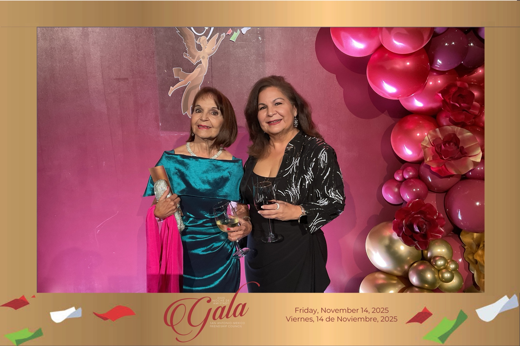 Cynthia and her mother at the San Antonio-Mexico Friendship Council Gala, celebrating together.